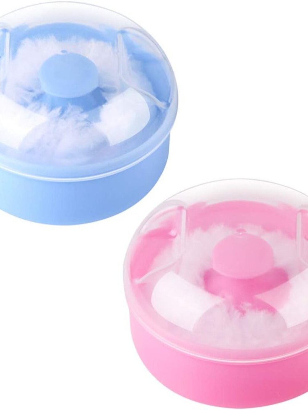 2Pcs Baby Body Cosmetic Powder Puff Body Powder Puff and Container Case Pink and